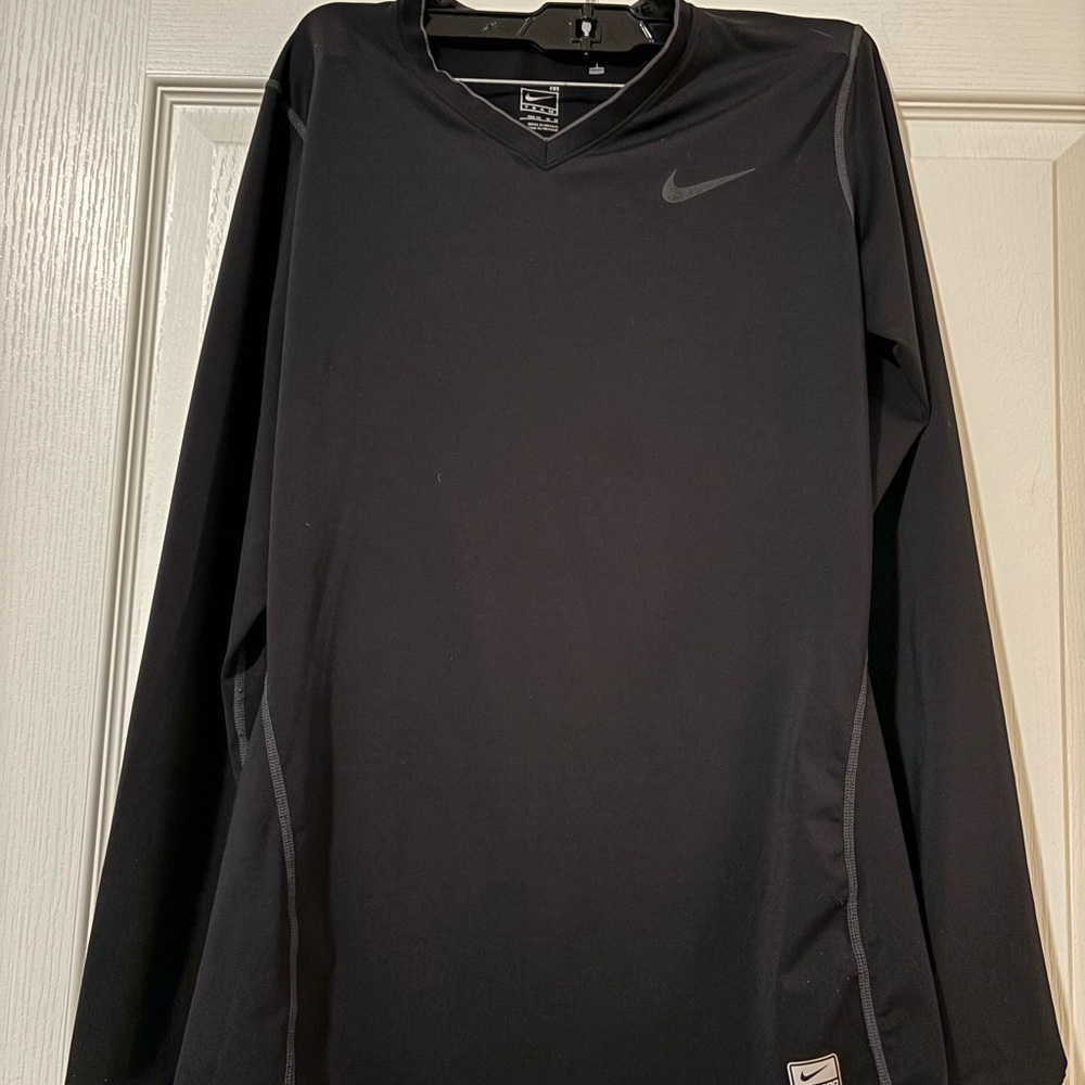 Nike Pro Dri Fit Black Long Sleeve V neck Sz M